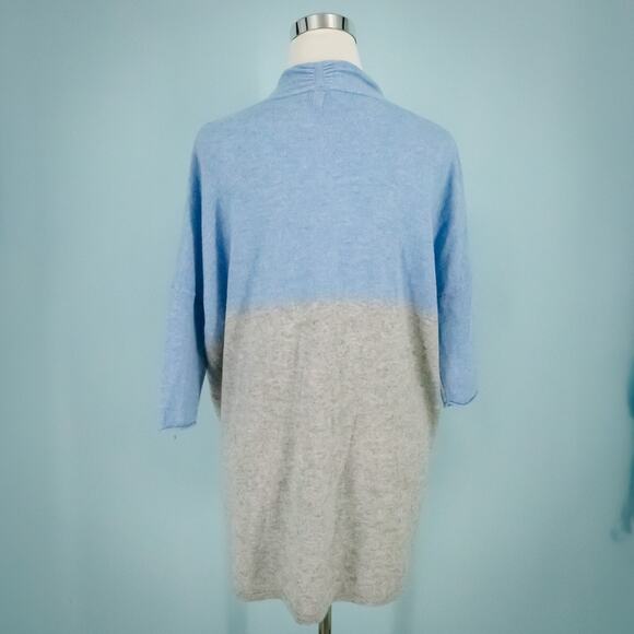 Kinross Cashmere Size XS Blue Gray Color Block Open Cashmere Cardigan Sweater - Picture 2 of 5